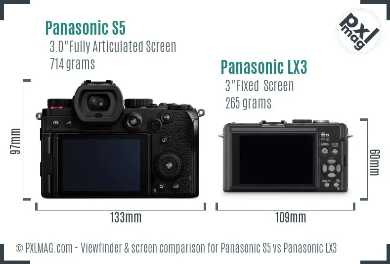 Panasonic S5 vs Panasonic LX3 Screen and Viewfinder comparison