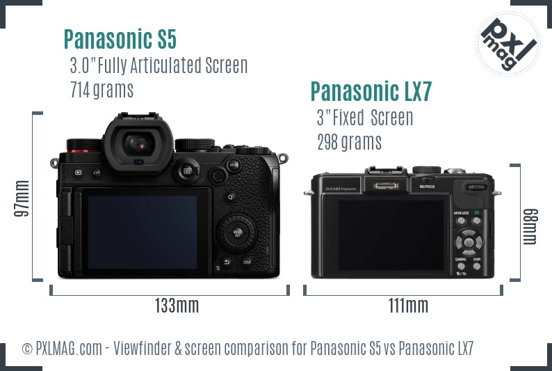 Panasonic S5 vs Panasonic LX7 Screen and Viewfinder comparison