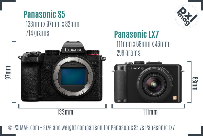 Panasonic S5 vs Panasonic LX7 size comparison