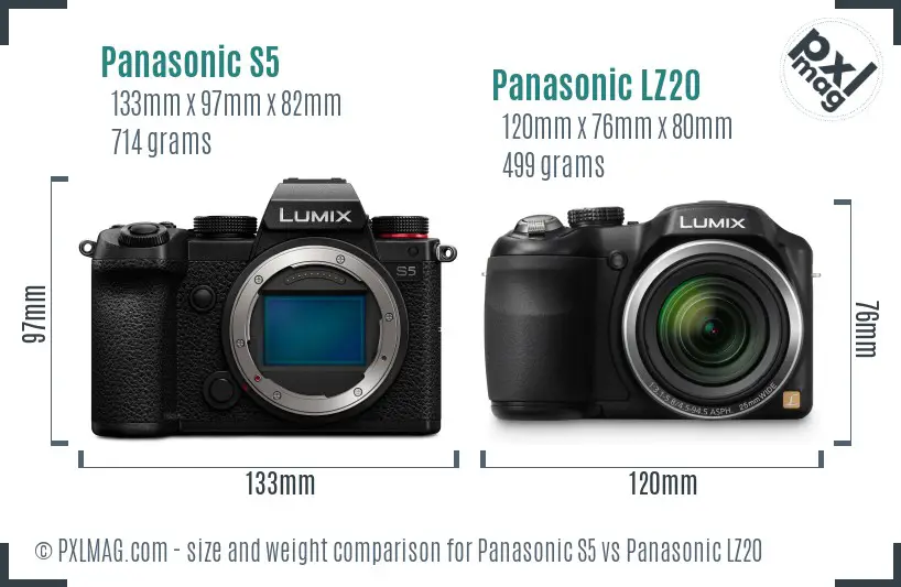 Panasonic S5 vs Panasonic LZ20 size comparison Panasonic S5 vs Panasonic LZ20 size comparison