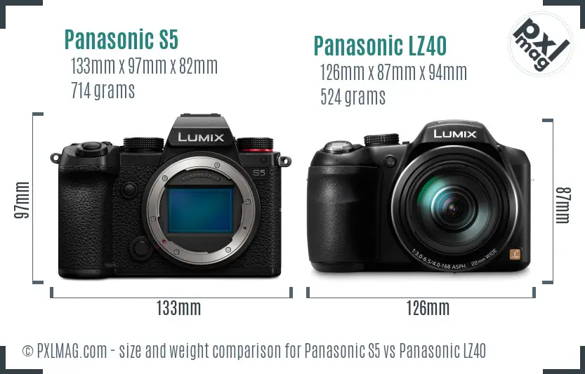 Panasonic S5 vs Panasonic LZ40 size comparison