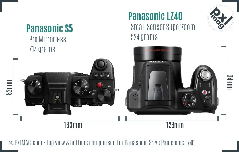 Panasonic S5 vs Panasonic LZ40 top view buttons comparison