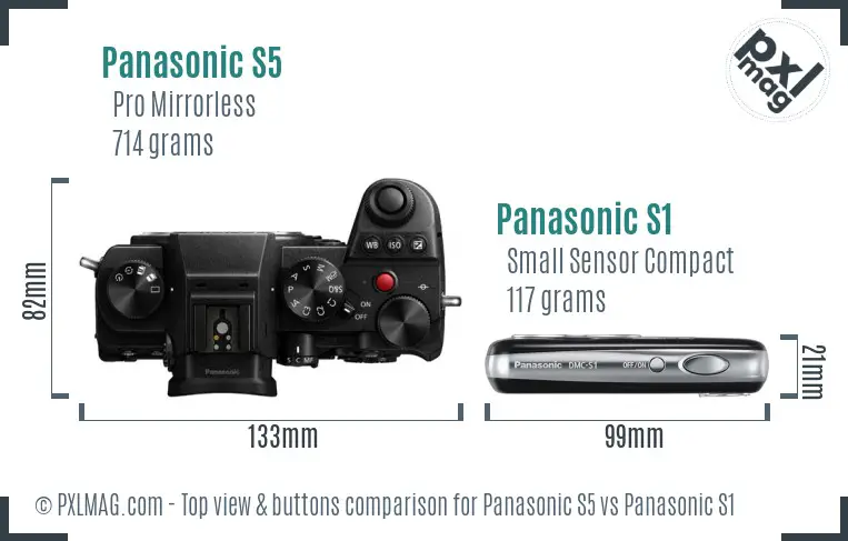 Panasonic S5 vs Panasonic S1 top view buttons comparison Panasonic S5 vs Panasonic S1 top view buttons comparison