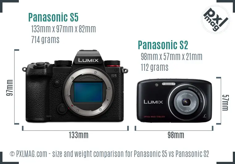 Panasonic S5 vs Panasonic S2 size comparison