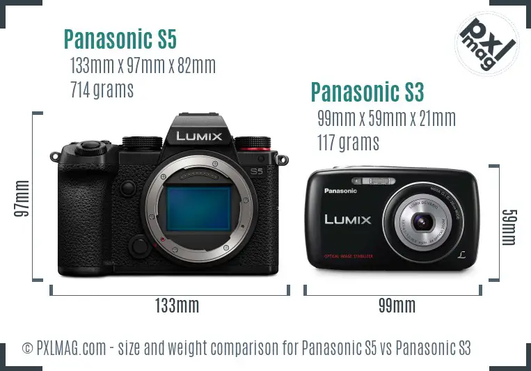 Panasonic S5 vs Panasonic S3 size comparison