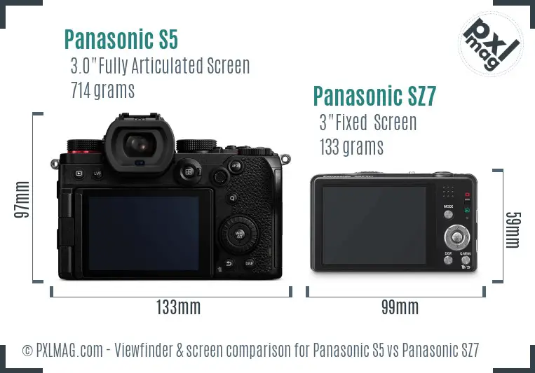 Panasonic S5 vs Panasonic SZ7 Screen and Viewfinder comparison