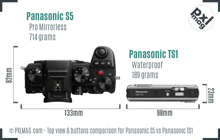 Panasonic S5 vs Panasonic TS1 top view buttons comparison