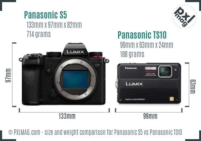 Panasonic S5 vs Panasonic TS10 size comparison