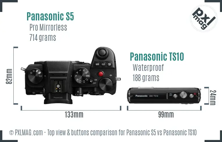 Panasonic S5 vs Panasonic TS10 top view buttons comparison