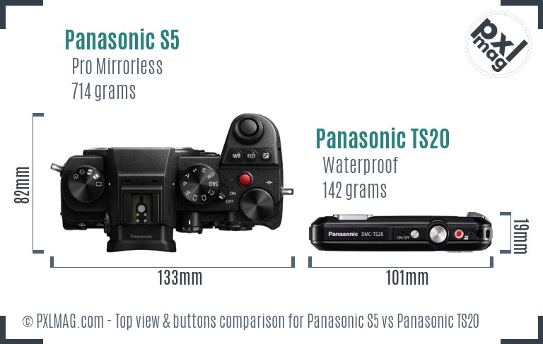 Panasonic S5 vs Panasonic TS20 top view buttons comparison