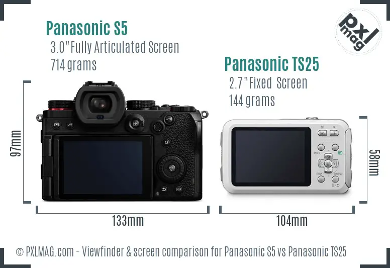 Panasonic S5 vs Panasonic TS25 Screen and Viewfinder comparison