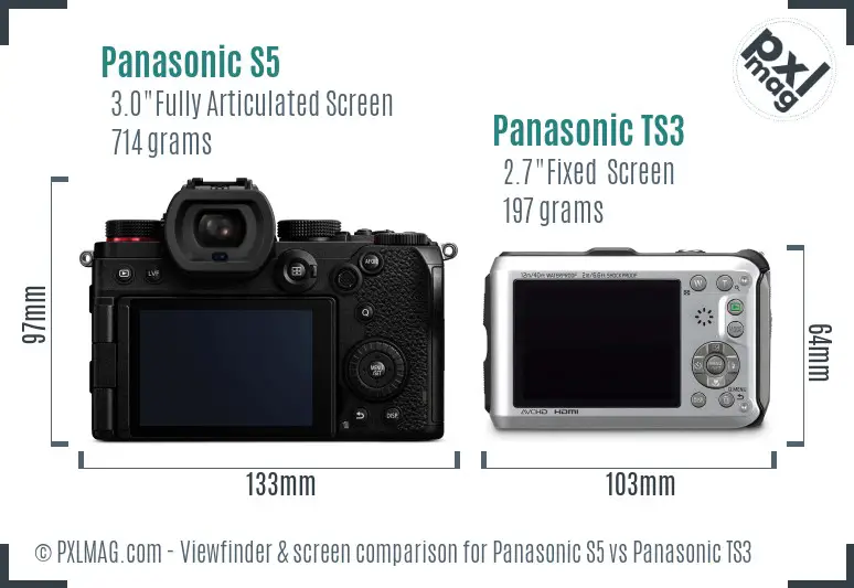 Panasonic S5 vs Panasonic TS3 Screen and Viewfinder comparison