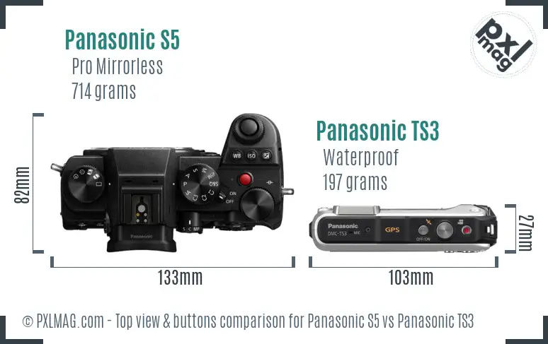 Panasonic S5 vs Panasonic TS3 top view buttons comparison