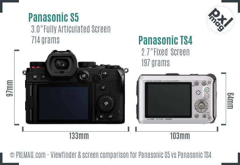 Panasonic S5 vs Panasonic TS4 Screen and Viewfinder comparison