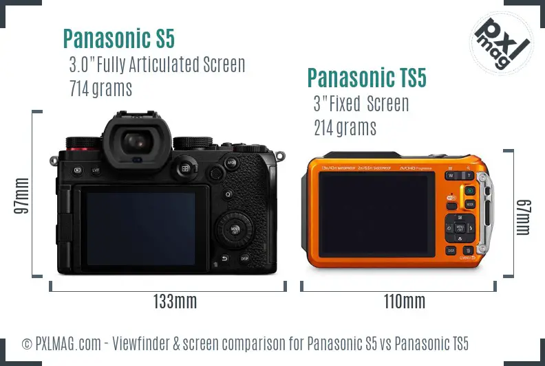 Panasonic S5 vs Panasonic TS5 Screen and Viewfinder comparison