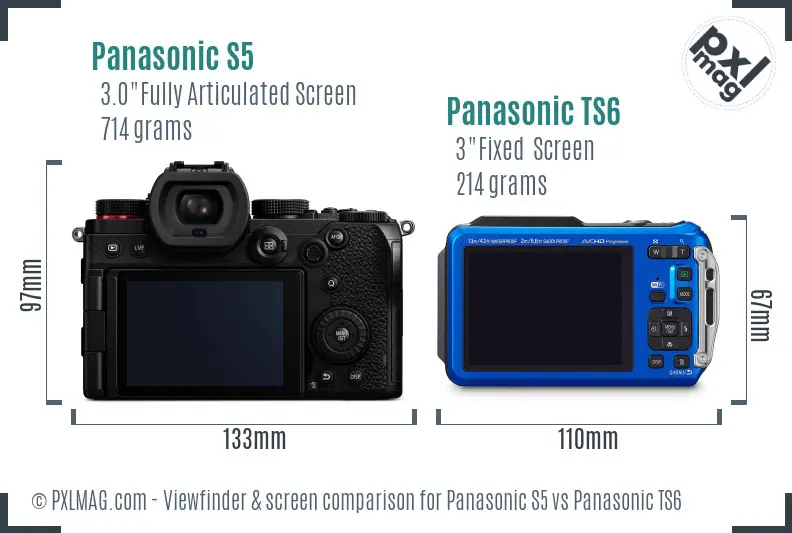 Panasonic S5 vs Panasonic TS6 Screen and Viewfinder comparison