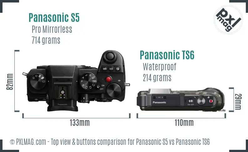Panasonic S5 vs Panasonic TS6 top view buttons comparison