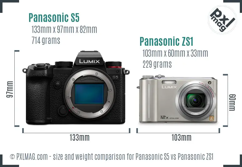 Panasonic S5 vs Panasonic ZS1 size comparison