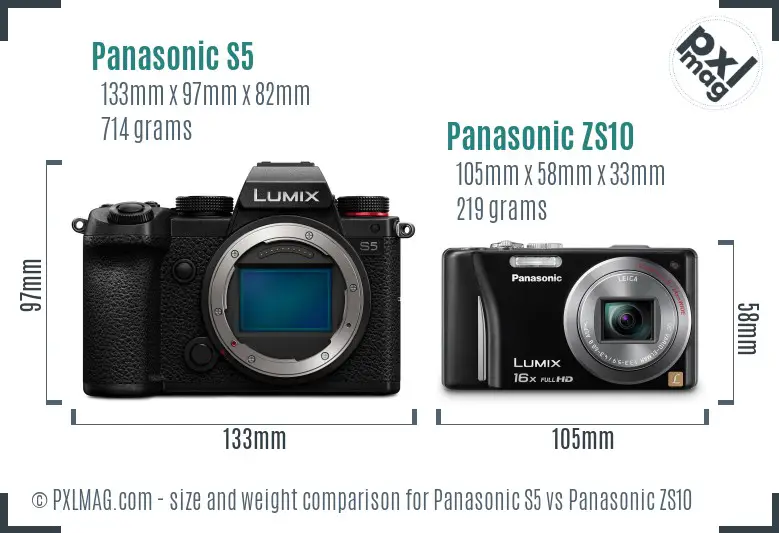 Panasonic S5 vs Panasonic ZS10 size comparison