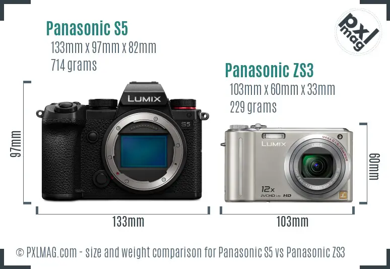 Panasonic S5 vs Panasonic ZS3 size comparison