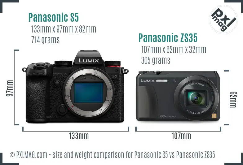 Panasonic S5 vs Panasonic ZS35 size comparison