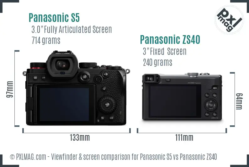 Panasonic S5 vs Panasonic ZS40 Screen and Viewfinder comparison