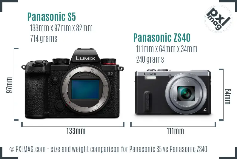 Panasonic S5 vs Panasonic ZS40 size comparison
