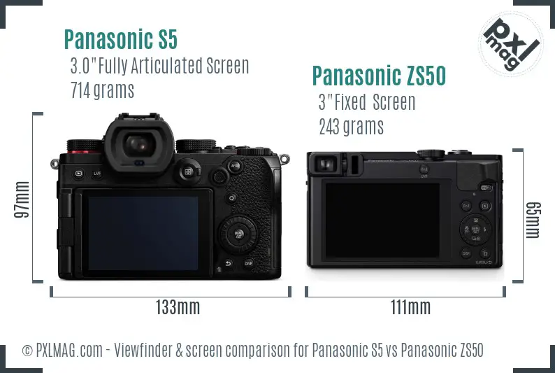 Panasonic S5 vs Panasonic ZS50 Screen and Viewfinder comparison