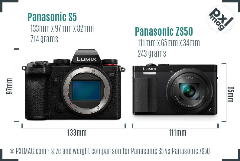 Panasonic S5 vs Panasonic ZS50 size comparison
