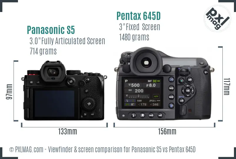 Panasonic S5 vs Pentax 645D Screen and Viewfinder comparison