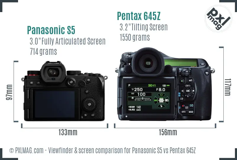 Panasonic S5 vs Pentax 645Z Screen and Viewfinder comparison