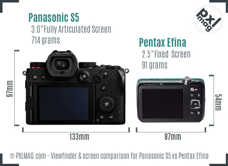 Panasonic S5 vs Pentax Efina Screen and Viewfinder comparison