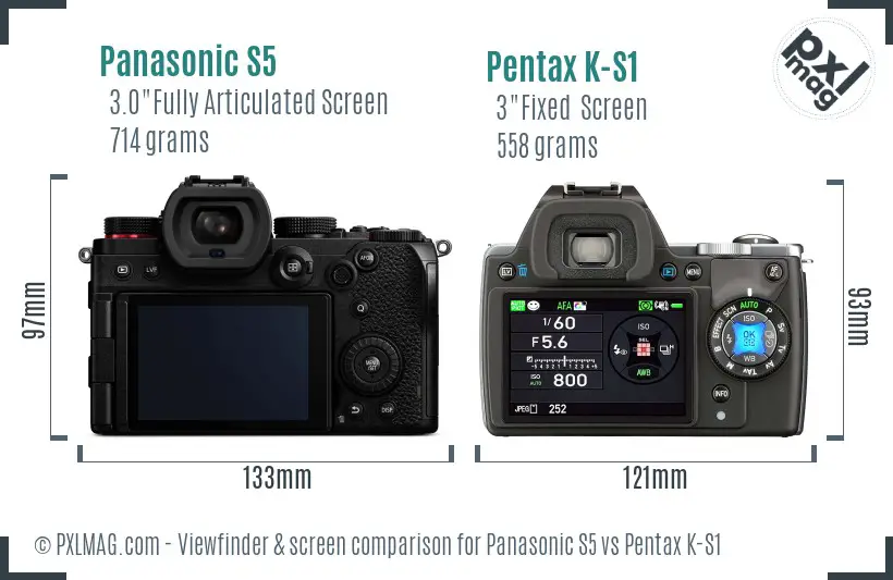 Panasonic S5 vs Pentax K-S1 Screen and Viewfinder comparison