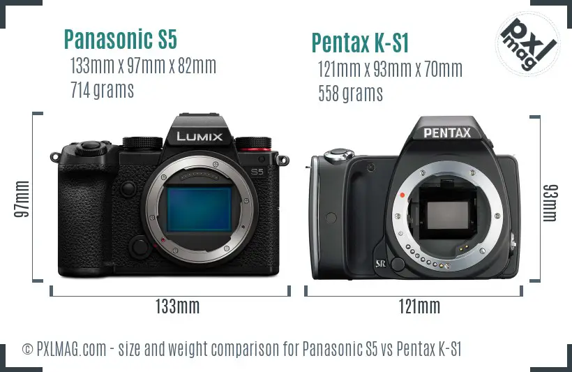 Panasonic S5 vs Pentax K-S1 size comparison