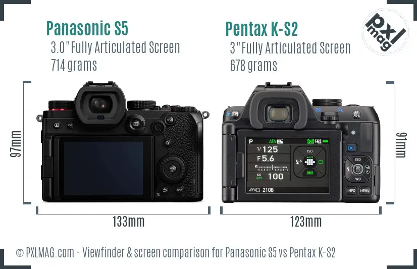 Panasonic S5 vs Pentax K-S2 Screen and Viewfinder comparison