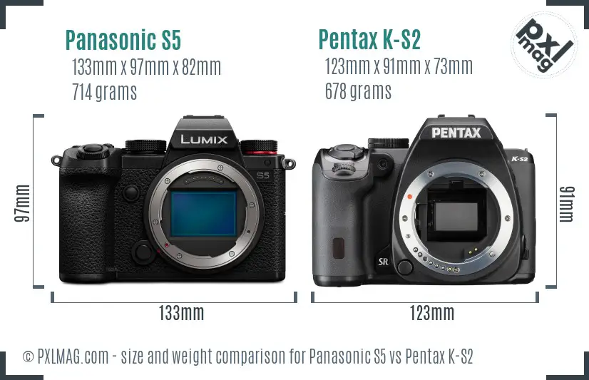 Panasonic S5 vs Pentax K-S2 size comparison