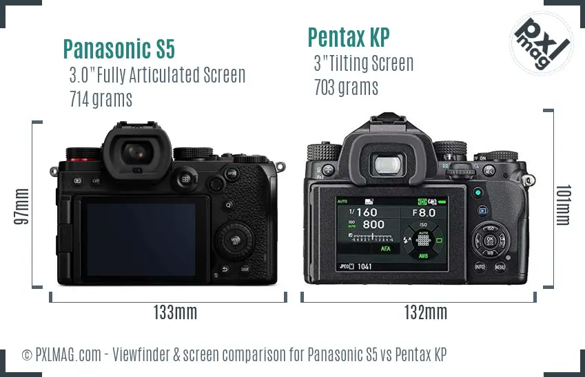 Panasonic S5 vs Pentax KP Screen and Viewfinder comparison