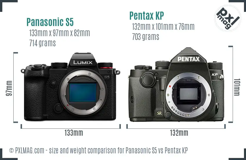 Panasonic S5 vs Pentax KP size comparison