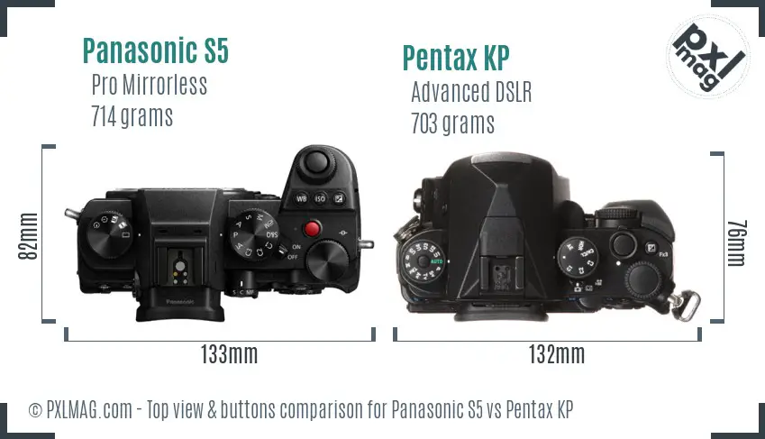 Panasonic S5 vs Pentax KP top view buttons comparison