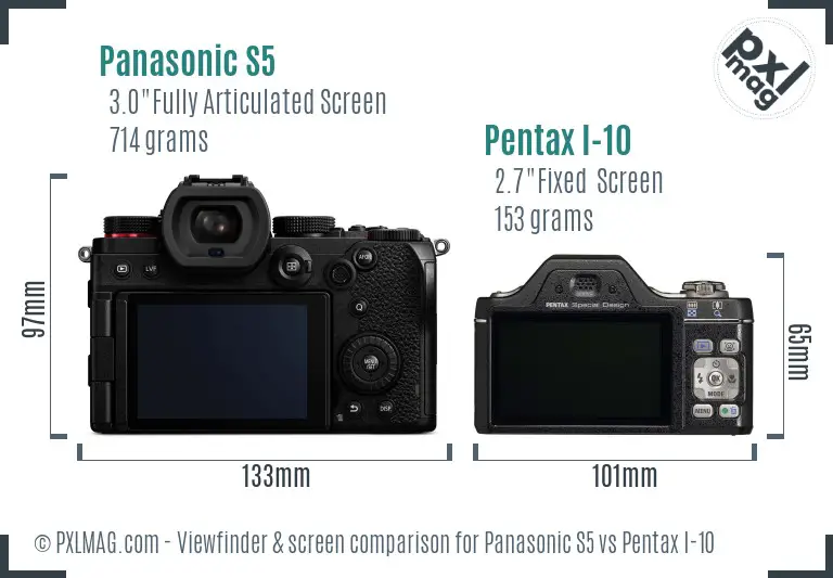 Panasonic S5 vs Pentax I-10 Screen and Viewfinder comparison