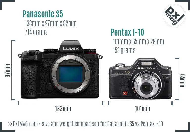 Panasonic S5 vs Pentax I-10 size comparison