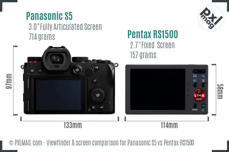 Panasonic S5 vs Pentax RS1500 Screen and Viewfinder comparison