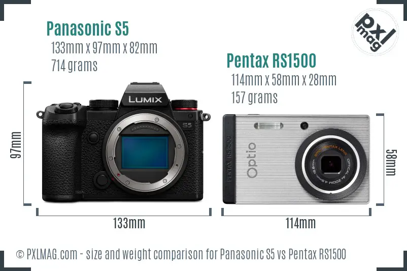Panasonic S5 vs Pentax RS1500 size comparison
