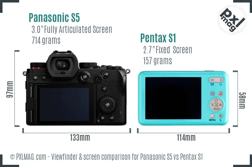 Panasonic S5 vs Pentax S1 Screen and Viewfinder comparison