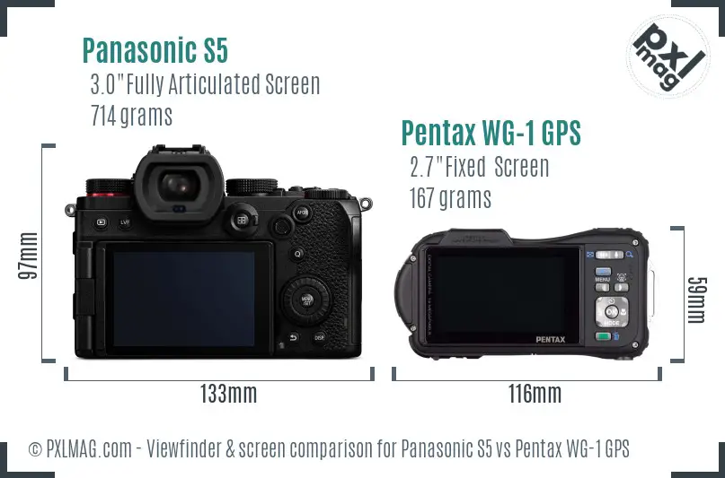 Panasonic S5 vs Pentax WG-1 GPS Screen and Viewfinder comparison