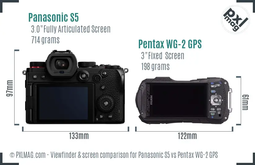 Panasonic S5 vs Pentax WG-2 GPS Screen and Viewfinder comparison