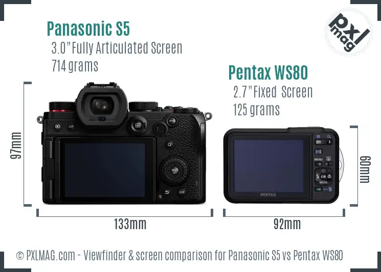 Panasonic S5 vs Pentax WS80 Screen and Viewfinder comparison