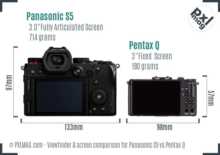 Panasonic S5 vs Pentax Q Screen and Viewfinder comparison