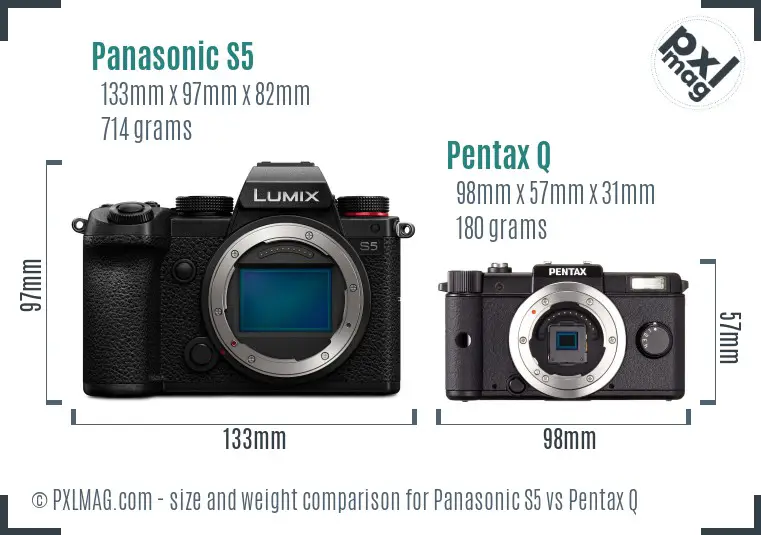 Panasonic S5 vs Pentax Q size comparison