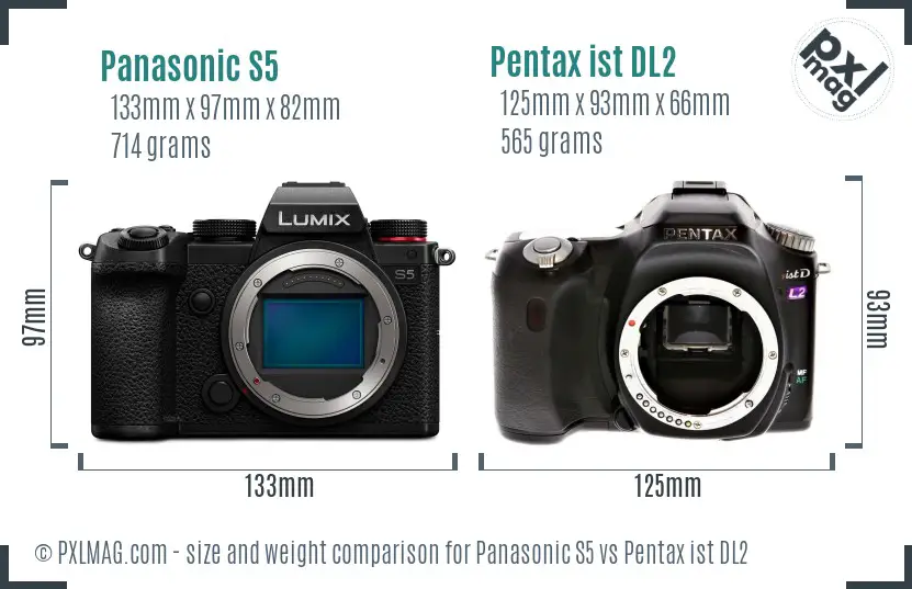 Panasonic S5 vs Pentax ist DL2 size comparison